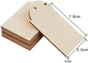 img 3 attached to 🏷️ Bluecell 50pcs Unfinished Wood Tags Craft Labels for Home DIY Craft Supplies Gift Wedding Decorations (3.7 x 2.1 Inch)