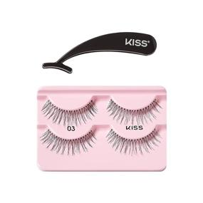 img 3 attached to KISS Ever EZ Lashes Double Pack No. 03 - Natural & Reusable Eyelash Starter Kit with Easy-Angle Applicator and 2 Pairs of Human Hair False Eyelashes