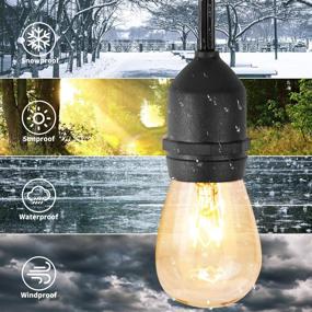 img 1 attached to UL Listed Commercial Grade 48ft Outdoor Patio String Lights with 15 S14 Incandescent Edison Bulbs - Weatherproof Hanging Lights for Deck Backyard Garden Porch Cafe Party Decor - Warm White