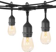 ul listed commercial grade 48ft outdoor patio string lights with 15 s14 incandescent edison bulbs - weatherproof hanging lights for deck backyard garden porch cafe party decor - warm white logo
