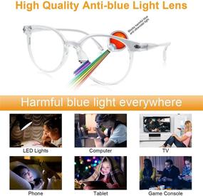 img 2 attached to Craebuer Blue Light Blocking Glasses for Women and Men - Retro Round Eyeglasses with Lightweight Frame, UV Glare Filter and Anti-Eyestrain Technology - Ideal for Reading and Blocking Harmful Blue Light