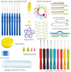 img 3 attached to 🧶 Comfortable and Versatile 47-Piece Ergonomic Crochet Hooks Set: Hook Sizes 0.6-6MM with Rubbery Handles for Arthritic Hands