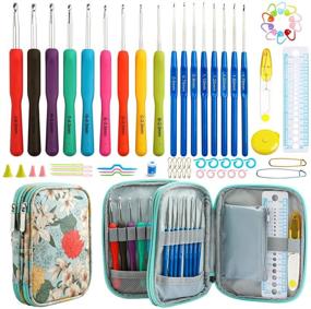 img 4 attached to 🧶 Comfortable and Versatile 47-Piece Ergonomic Crochet Hooks Set: Hook Sizes 0.6-6MM with Rubbery Handles for Arthritic Hands