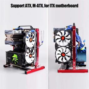 img 2 attached to 🔴 Red Open Aluminum Frame Motherboard Case Rack - ATX/M-ATX/ITX DIY Chassis Set with Creative Personality, Vertical Overclocking Design for Excellent Heat Dissipation