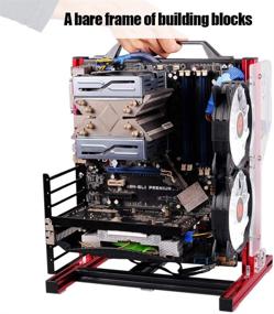 img 1 attached to 🔴 Red Open Aluminum Frame Motherboard Case Rack - ATX/M-ATX/ITX DIY Chassis Set with Creative Personality, Vertical Overclocking Design for Excellent Heat Dissipation