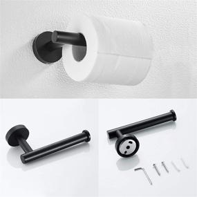 img 1 attached to 🖤 Modern Matte Black Bathroom Hardware Set: Marmolux Acc Toilet Paper Holder and Towel Ring - Wall Mount, 2 Piece Set