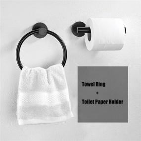 img 3 attached to 🖤 Modern Matte Black Bathroom Hardware Set: Marmolux Acc Toilet Paper Holder and Towel Ring - Wall Mount, 2 Piece Set