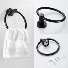 img 2 attached to 🖤 Modern Matte Black Bathroom Hardware Set: Marmolux Acc Toilet Paper Holder and Towel Ring - Wall Mount, 2 Piece Set