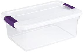 img 2 attached to 🍇 Sterilite ClearView Latch Storage Container - 15 Quart with Sweet Plum Handles