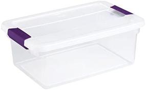img 3 attached to 🍇 Sterilite ClearView Latch Storage Container - 15 Quart with Sweet Plum Handles