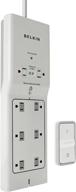 💡 efficient energy saving: belkin 8-outlet conserve switch surge protector with remote control, 4ft cord – white logo