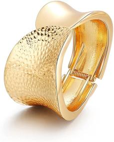 img 1 attached to 💎 Statement-Making COLORFUL BLING Gold Tone Chunky Bangle Bracelet: Polished & Frosted Irregular Twist, Grooved Cuff Design for Women & Girls, Exquisite Wrist Jewelry