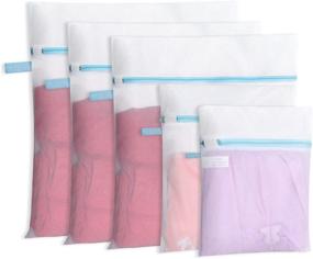 img 4 attached to Durable Fine Mesh Laundry Bags for Lingerie & Delicates - Polecasa 5 Pack: Lead-Free Net, Premium Zipper, Hanging Loop - Ideal for Washing Machine, Bra, Socks, Underwear, Travel