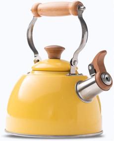 img 2 attached to 🍵 Yellow Stainless Steel Tea Kettle Stovetop Whistling Teapot by ROCKURWOK, 1.6-Quart