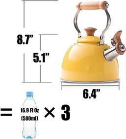 img 3 attached to 🍵 Yellow Stainless Steel Tea Kettle Stovetop Whistling Teapot by ROCKURWOK, 1.6-Quart