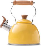 🍵 yellow stainless steel tea kettle stovetop whistling teapot by rockurwok, 1.6-quart logo