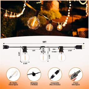 img 2 attached to 🏞️ Enhance Your Outdoor Space with 50FT G40 Globe Patio Lights, Waterproof and Energy-efficient LED String Lights with 33 LED Bulbs - Perfect for Backyard, Balcony, and Porch