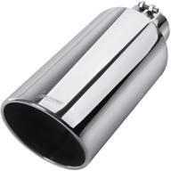 🔥 upower universal diesel exhaust tips: 4" to 7" inlet, 7" outlet, 18" long, stainless steel tailpipe with rolled edge and bolt-on design - mirror polish finish logo