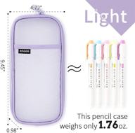 🔮 easthill grid mesh pen pencil case with zipper clear makeup color pouch cosmetics bag multi-purpose travel school teen girls transparent stationery bag office organizer box for adults - purple logo