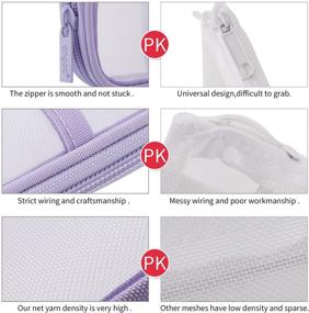 img 3 attached to 🔮 EASTHILL Grid Mesh Pen Pencil Case with Zipper Clear Makeup Color Pouch Cosmetics Bag Multi-Purpose Travel School Teen Girls Transparent Stationery Bag Office Organizer Box for Adults - Purple