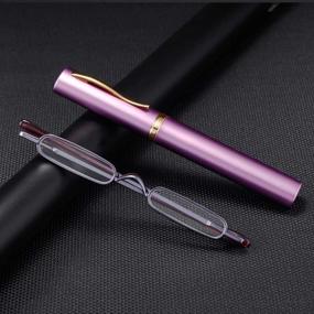 img 3 attached to 👓 Slim Pocket Reading Glasses for Men and Women - Compact Mini Readers with Pen Clip Case, Eyeglasses for Grandparents