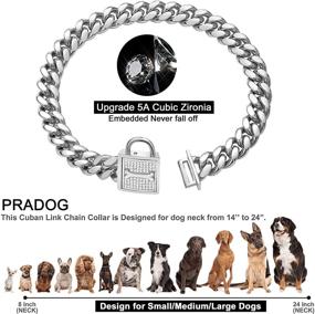 img 3 attached to PRADOG Chain Dog Collar: High-Polished Stainless Steel Training Collar with Zirconia Locking for XSmall to Large Dogs