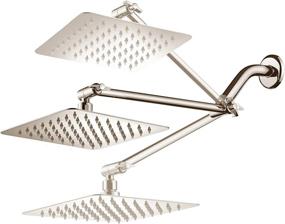img 4 attached to 🚿 Deep Relaxation with HotelSpa Giant 10" Stainless Steel Rainfall Square Showerhead and Adjustable Extension Arm – in Brushed Nickel Finish