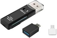 🔌 versatile high speed usb 3.0 multiple slots portable card reader + otg type-c & micro-usb adapter bundle - ideal for android, windows, mac, macbook, picture frame, raspberry pi, surface tablet, pc sd card dongle logo