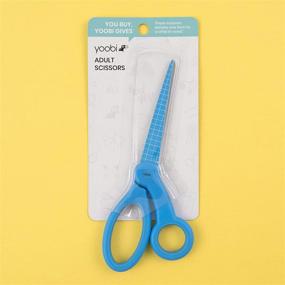 img 1 attached to ✂️ Yoobi Adult Scissors with Grid Blade in Cornflower Blue: Stylish and Functional Cutting Tool for Grown-ups