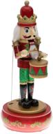 clever creations red drummer music box: festive 12 inch traditional wooden nutcracker ornament - perfect christmas décor for shelves and tables logo