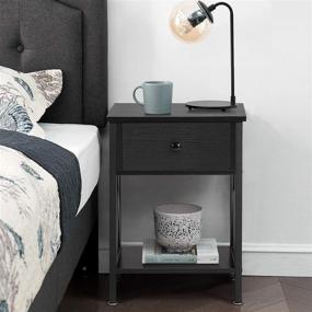 img 3 attached to 🏺 VECELO Modern Side End Table with Storage Shelf and Bin Drawer - Antique Black design for Living Room, Bedroom, Lounge, Sofa Couch