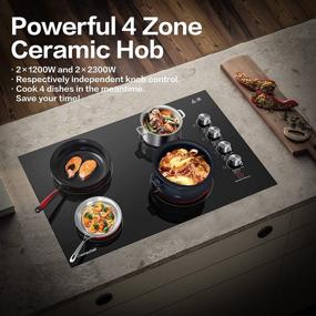 img 3 attached to 🔥 AMZCHEF 30-inch Built-in Electric Cooktop with 4 Burners, ETL Safety Certified, Knob Power Control, 7000W Ceramic Stove featuring Hot Surface Indicator and Over-Temperature Protection