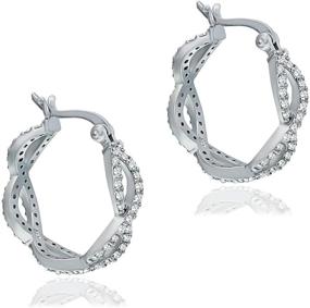 img 3 attached to 💎 Women Girls' 22mm 925 Sterling Silver CZ Cubic Zirconia Infinity Twist Braid Hoop Earrings