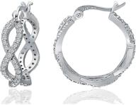 💎 women girls' 22mm 925 sterling silver cz cubic zirconia infinity twist braid hoop earrings logo