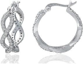 img 4 attached to 💎 Women Girls' 22mm 925 Sterling Silver CZ Cubic Zirconia Infinity Twist Braid Hoop Earrings