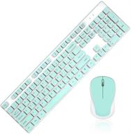 💻 efficient wireless keyboard and mouse set: soke-six 2.4g compact quiet full-size gaming keyboards with usb optical mouse for home office use, desktop pc laptop (blue) logo