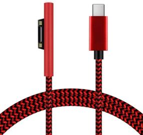 img 4 attached to 🔌 Sisyphy 6ft Nylon Braided Surface Connect to USB-C Charging Cable - Compatible with Microsoft Surface Pro7, Go2, Pro6, and More - Requires 45W 15V3A USBC Charger PD Power Supply