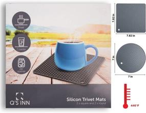 img 2 attached to 🔥 Q's INN Silicone Trivet Mats - Pot Holders - Drying Mat Set of 4 – Heat Resistant up to 440°F, Non-Slip, Durable, Flexible, Easy to Clean and Dry