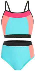 img 4 attached to 👙 AS ROSE RICH Girls Bathing Suits 7-16 and 2T-6X - 2 Piece Swimsuits for Toddler to Teen Girls - Stylish Summer Beach Sports Swimwear