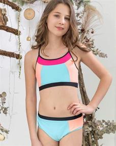 img 2 attached to 👙 AS ROSE RICH Girls Bathing Suits 7-16 and 2T-6X - 2 Piece Swimsuits for Toddler to Teen Girls - Stylish Summer Beach Sports Swimwear