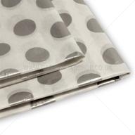 silver white polka tissue paper logo