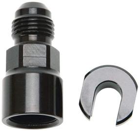 img 1 attached to Edelbrock 644123 EFI Adapter Fitting -6 AN Male to 3/8" SAE Quick Disconnect Female Screw - Black Anodized