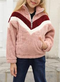 img 3 attached to 🧸 Dokotoo Girls Soft Long Sleeve Fluffy 1/4 Zip Fleece Pullovers Sweatshirts - Cute & Cozy!