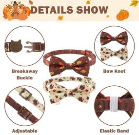 img 1 attached to 🍂 KOOLTAIL Thanksgiving Cat Collar Breakaway - 2 Pack Autumn Cat Collar with Bells, Adjustable Bow Tie Fall Collar for Kittens Wearing, Cute Turkey and Leaf Pattern - Improved SEO