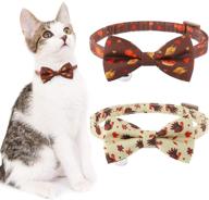 🍂 kooltail thanksgiving cat collar breakaway - 2 pack autumn cat collar with bells, adjustable bow tie fall collar for kittens wearing, cute turkey and leaf pattern - improved seo логотип