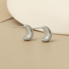 img 1 attached to 🎁 Howoo Gold Tone Curved Edge Hoop Stud Earrings Hypoallergenic Thick Fashion Jewelry for Women Girls - Perfect Gift!