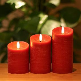 img 3 attached to 🕯️ Red Battery Operated Candles Set with Remote Control for Christmas: Flickering Flameless Candles with Timer, Real Wax Electric Home Decor