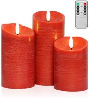 🕯️ red battery operated candles set with remote control for christmas: flickering flameless candles with timer, real wax electric home decor логотип