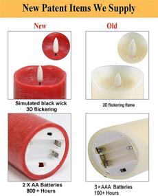 img 1 attached to 🕯️ Red Battery Operated Candles Set with Remote Control for Christmas: Flickering Flameless Candles with Timer, Real Wax Electric Home Decor