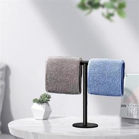 img 1 attached to Bathroom Vanity Countertop Matte Black T-Shape Hand Towel Holder Stand Rack Tower Bar for Bathroom Kitchen